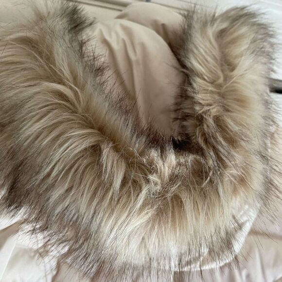 Larry Levine down medium cream puffer winter jacket coat flap pockets - Picture 5 of 8